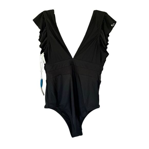 Cupshe NEW Black One Piece Swimsuit Mesh Waist Size 0X - Picture 2 of 4